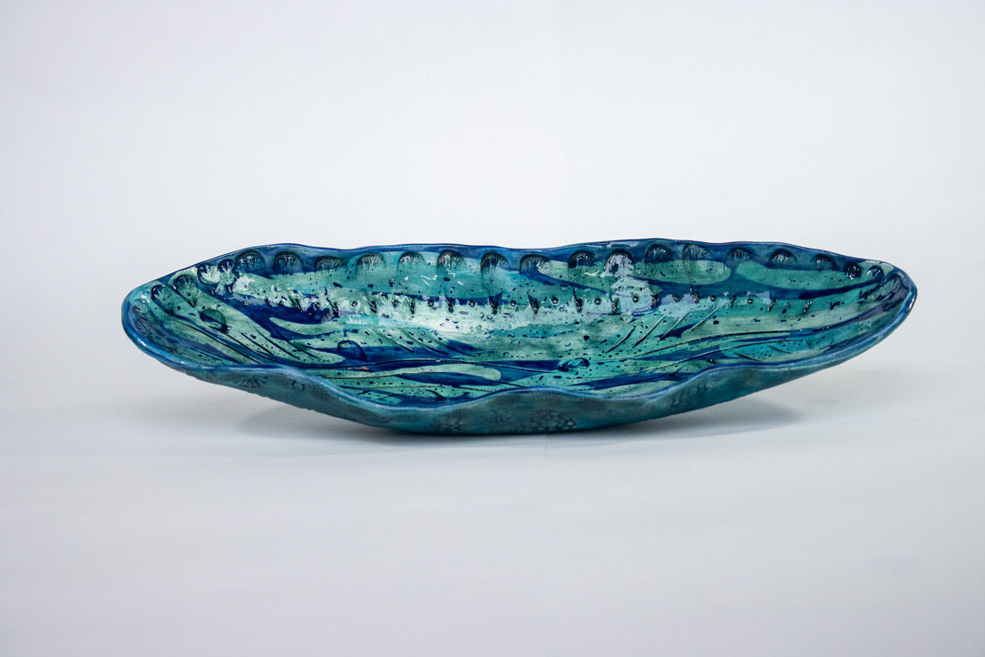 Oval Blue Ceramic Platter (small)