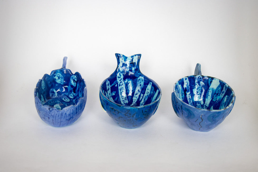 Fish Shaped Blue Ceramic Bowls (small)