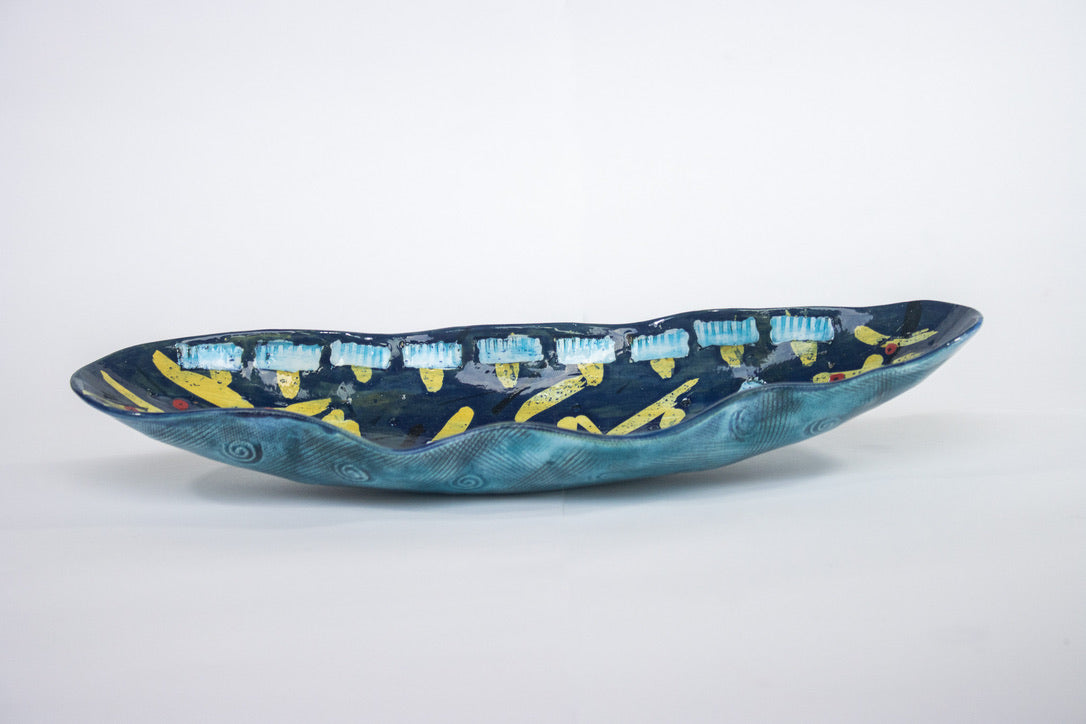 Oval Blue & Yellow Platter (small)