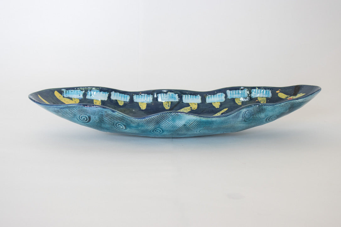 Oval Blue & Yellow Platter (small)