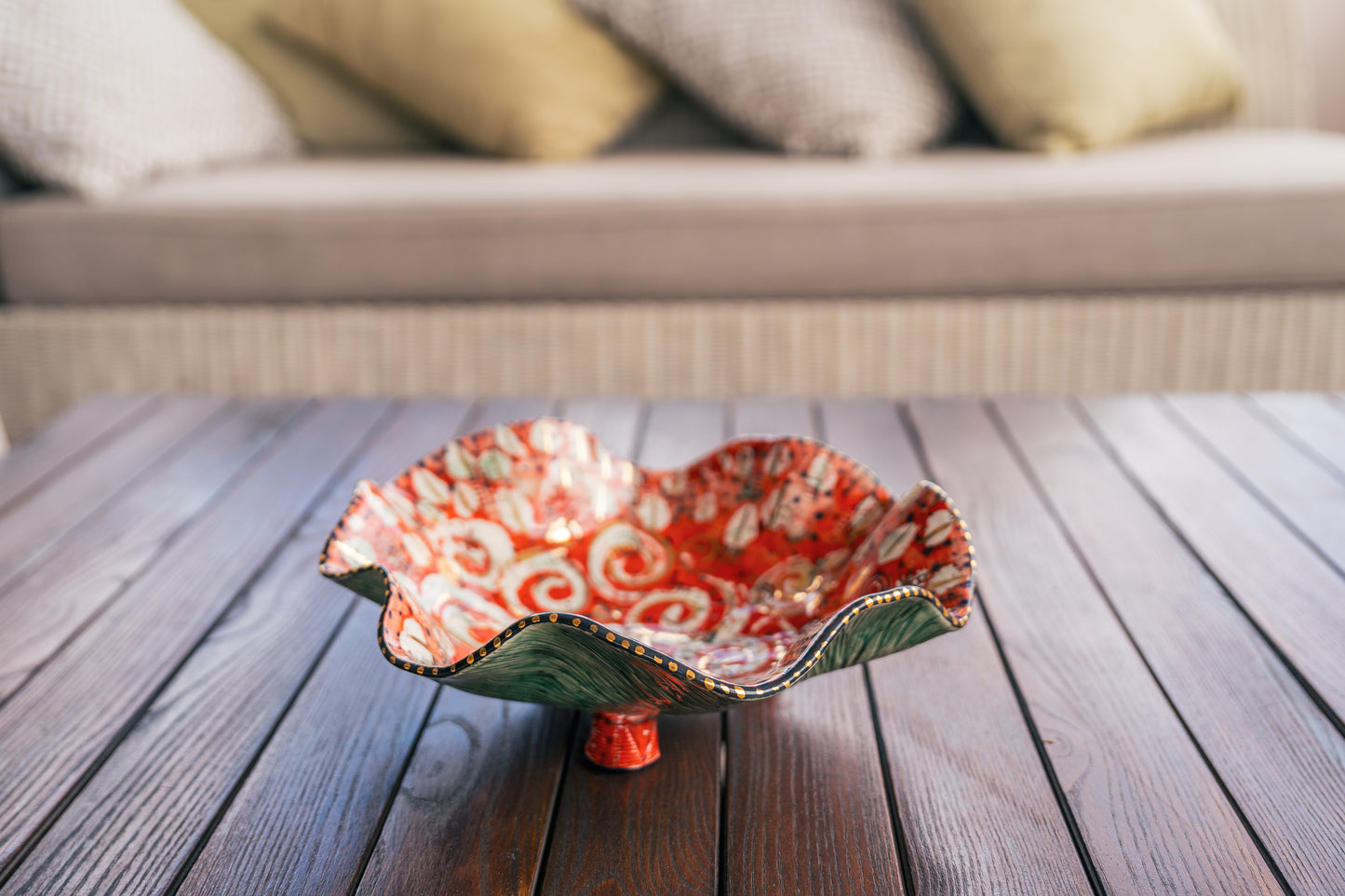 Orange & Gold Ceramic Plate