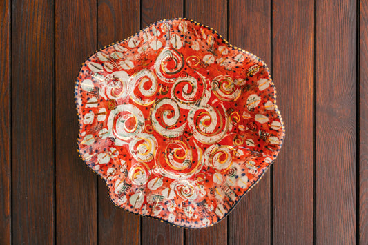 Orange & Gold Ceramic Plate