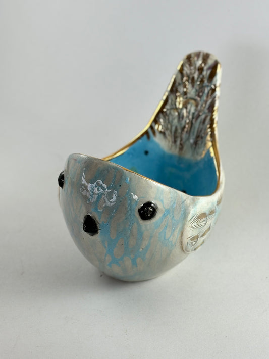 Mauritius Grey White Eye Ceramic Bird