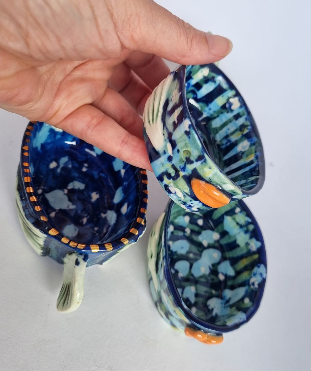 Fish Shaped Blue Ceramic Bowls (small)